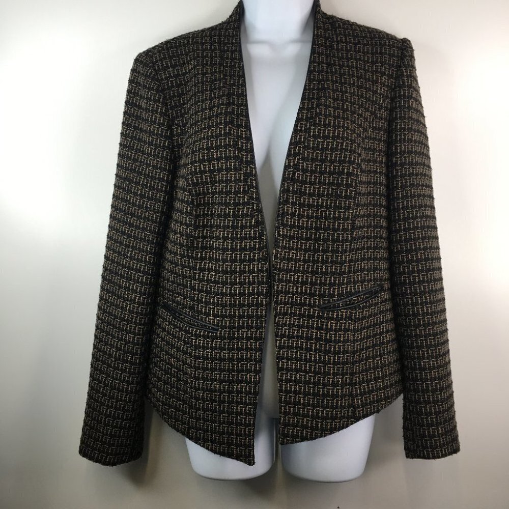Adrianna Papell Jacket 2 Pockets Brown/Black Size12